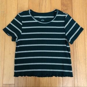 American eagle Striped Ribbed ruffle top
